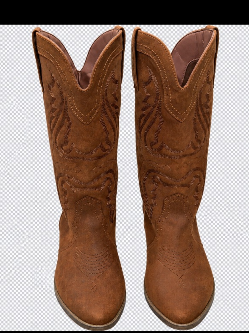 Sugar Brown Suede-Style Western Knee Boots